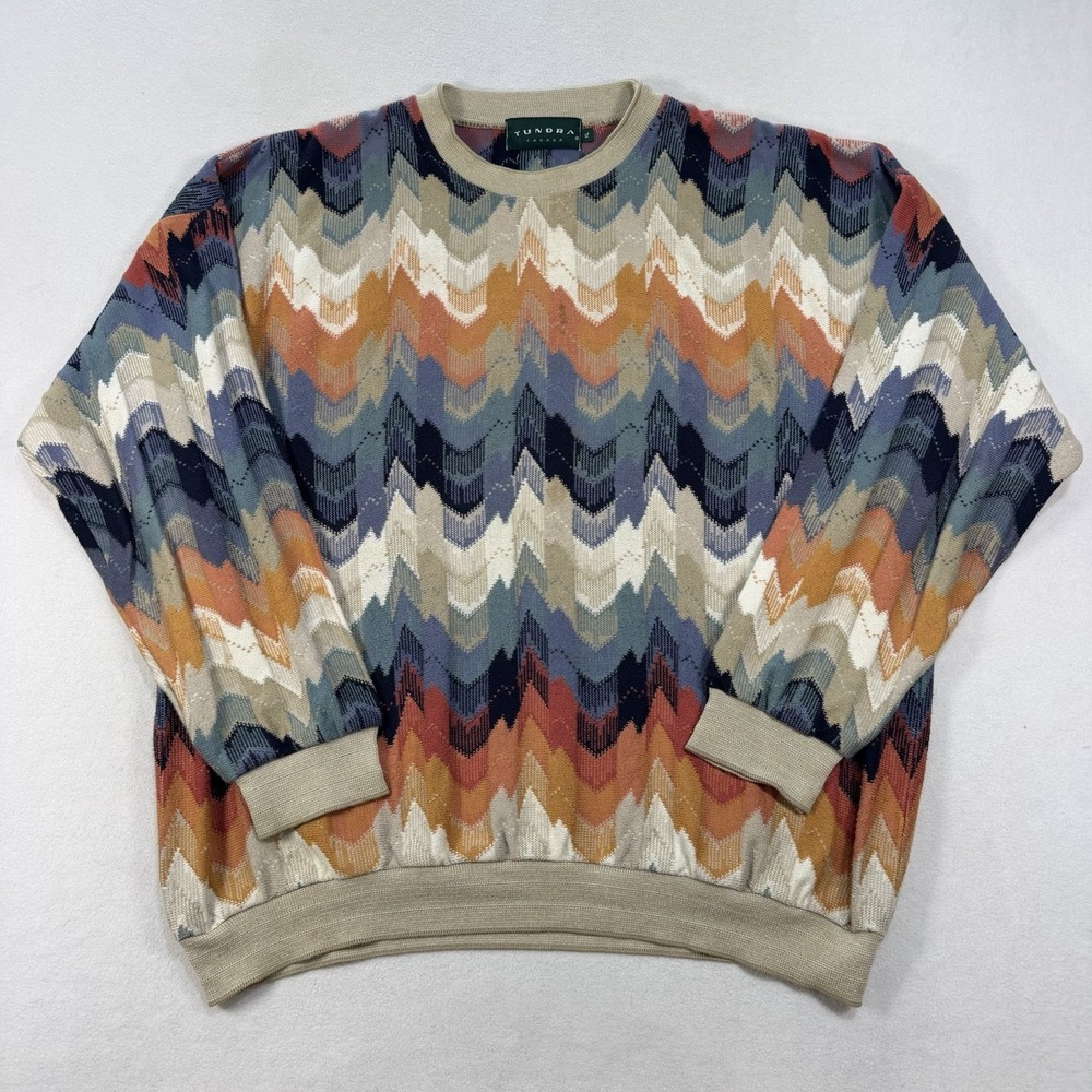 Tundra Canada Men's Multicolor Coogi Style Sweater Pullover XL Cotton